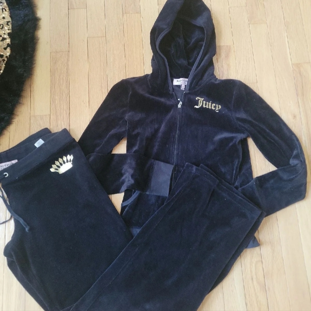 Women's Black Velour JUICY Tracksuit